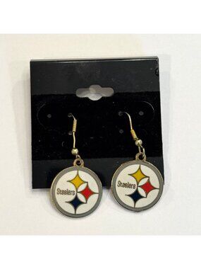 Vintage 90s NFL Pittsburgh Steelers Football Earrings Jewlery Peter David Inc